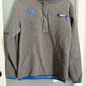 Columbia Gray Fleece Pullover with Blue Trim